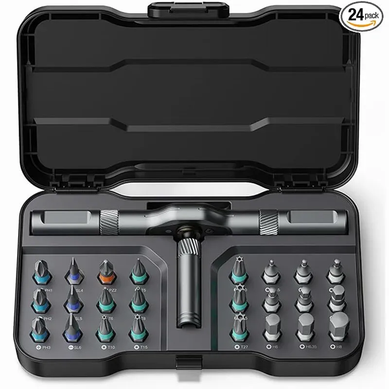 Kit de tournevis magnétique à cliquet 24 en 1, outil de précision portable multi-embouts pour meubles, PC et vélos 1