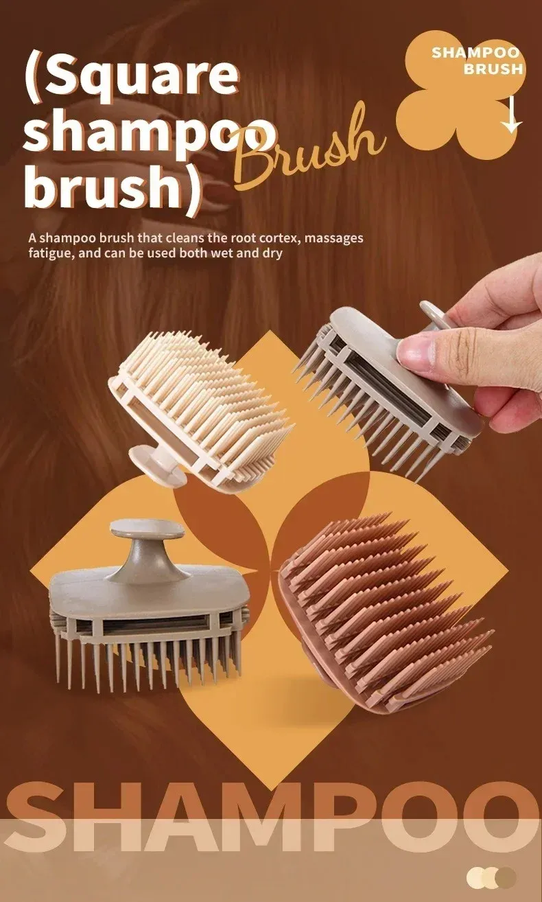 Brosse de massage du cuir chevelu carrée, vue détaillée
