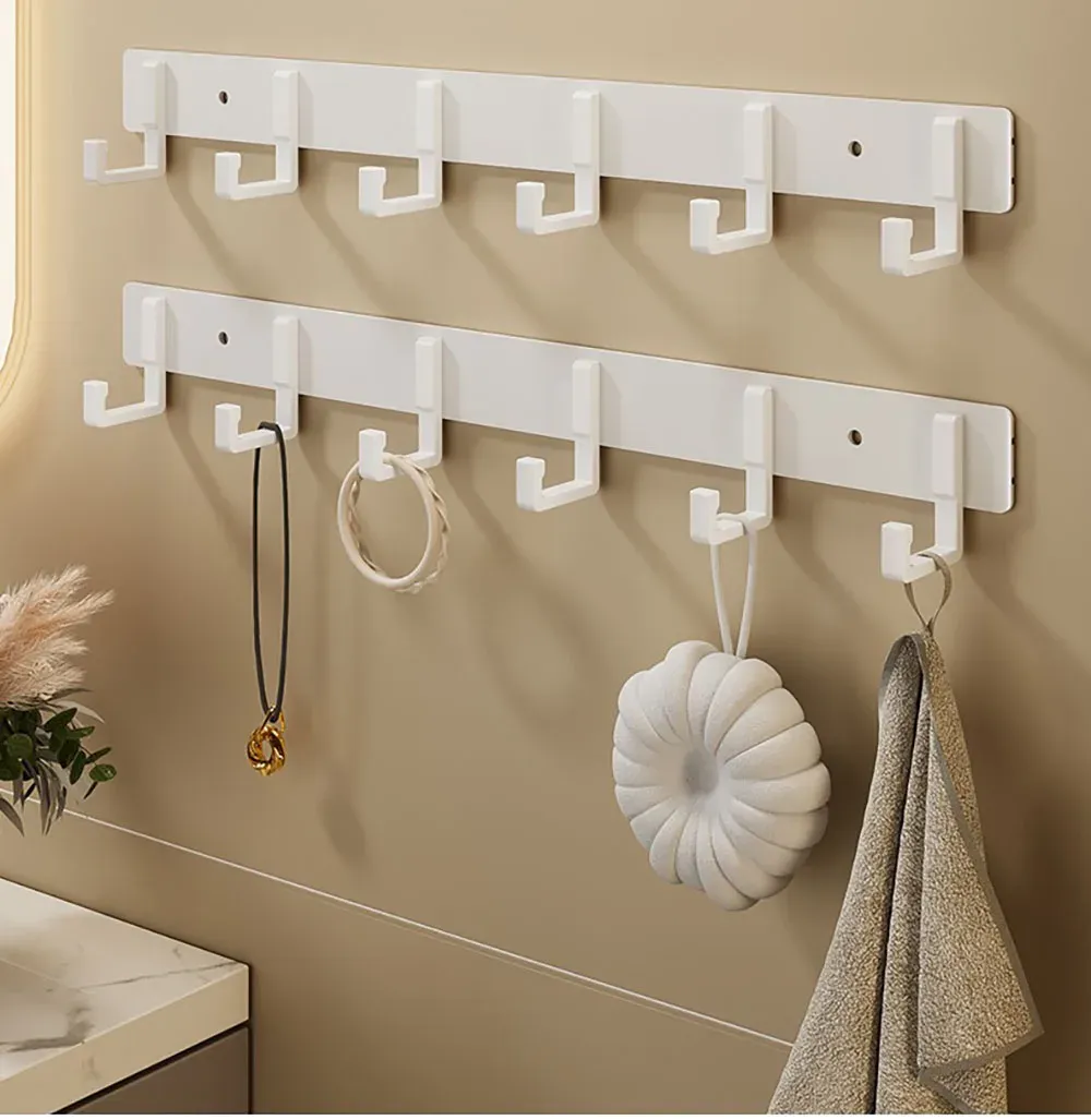 Crochets en aluminium sans perçage pour cuisine et salle de bain, faciles à installer, pour ustensiles, peignoirs et serviettes 3