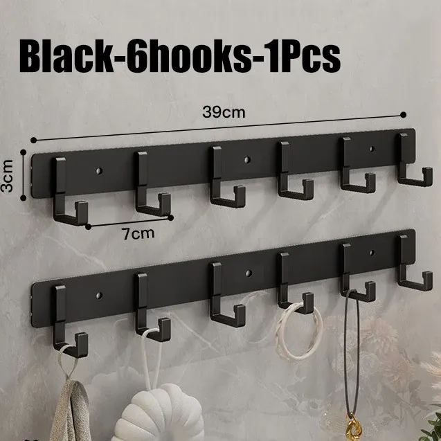 Crochets en aluminium sans perçage pour cuisine et salle de bain, faciles à installer, pour ustensiles, peignoirs et serviettes 18