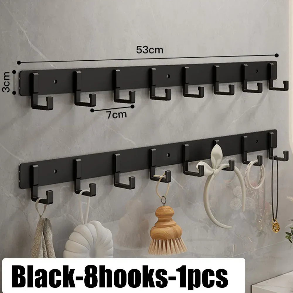Crochets en aluminium sans perçage pour cuisine et salle de bain, faciles à installer, pour ustensiles, peignoirs et serviettes 17