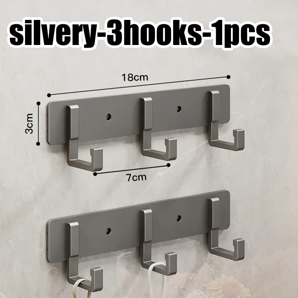 Crochets en aluminium sans perçage pour cuisine et salle de bain, faciles à installer, pour ustensiles, peignoirs et serviettes 16