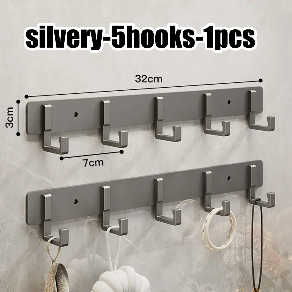 Crochets en aluminium sans perçage pour cuisine et salle de bain, faciles à installer, pour ustensiles, peignoirs et serviettes 14