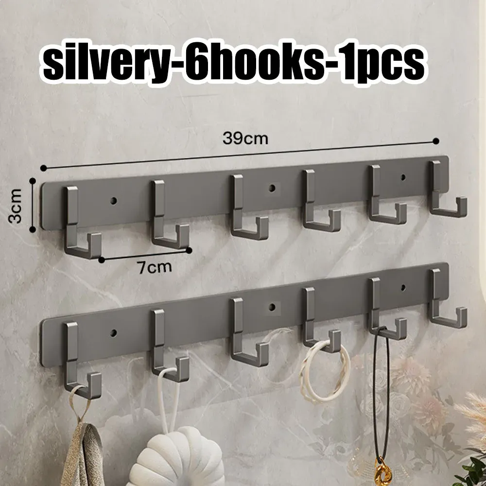 Crochets en aluminium sans perçage pour cuisine et salle de bain, faciles à installer, pour ustensiles, peignoirs et serviettes 13
