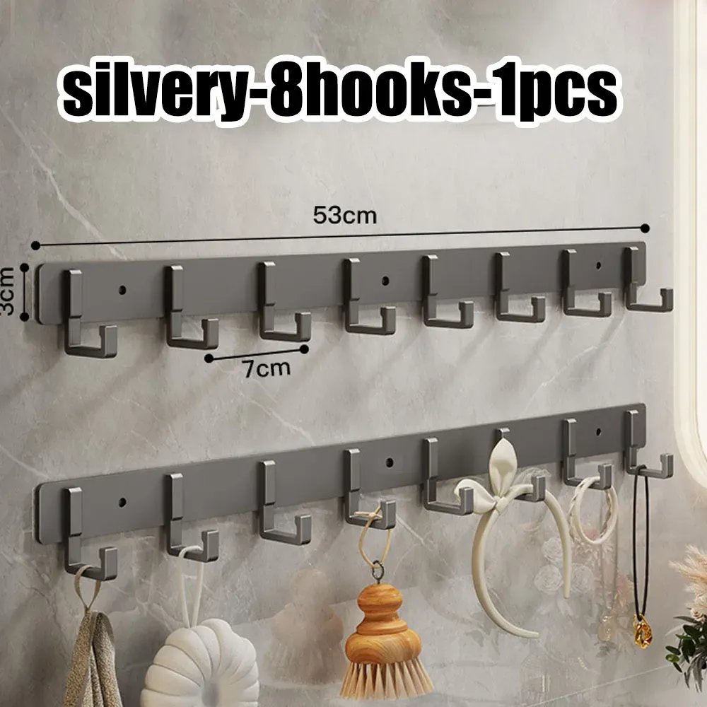 Crochets en aluminium sans perçage pour cuisine et salle de bain, faciles à installer, pour ustensiles, peignoirs et serviettes 12