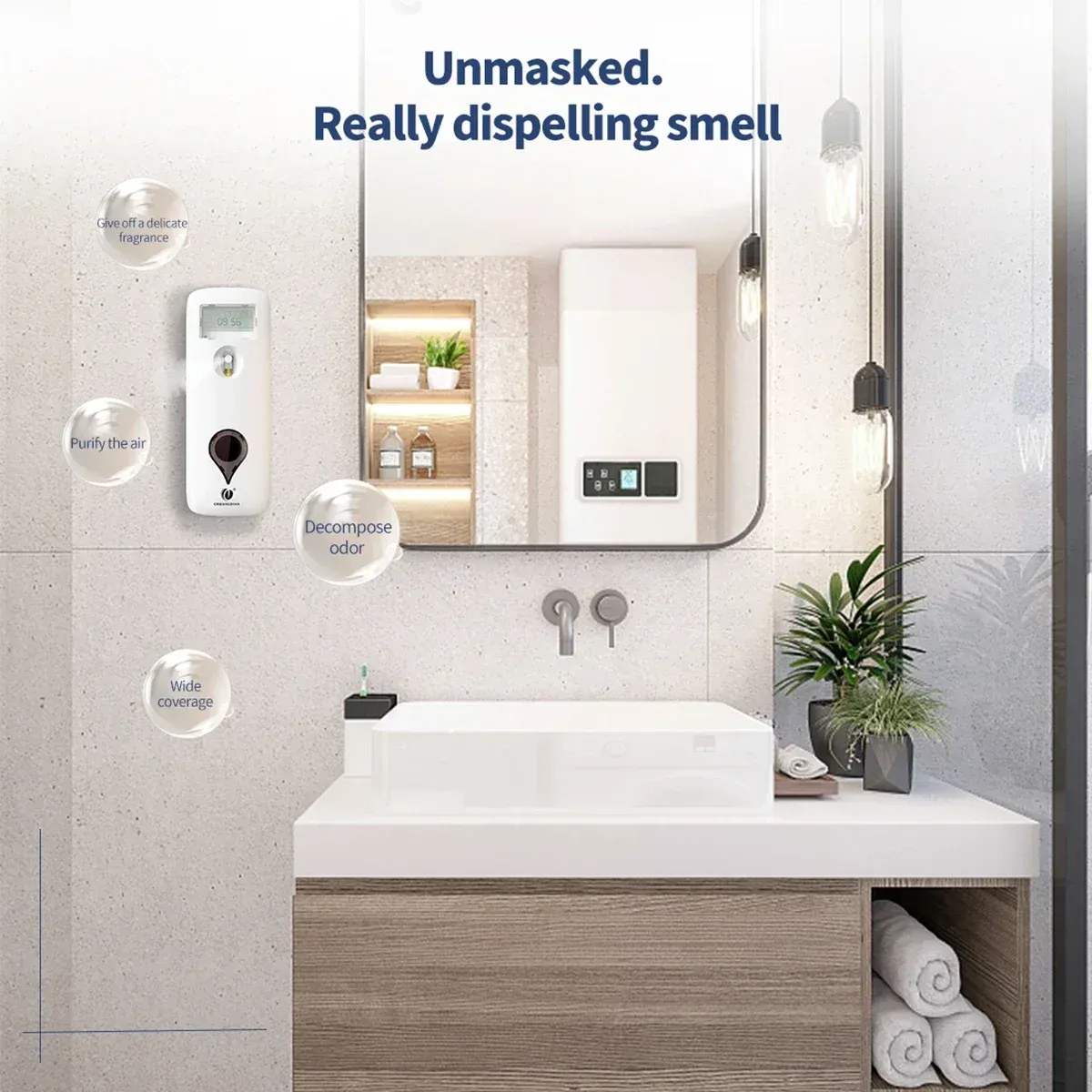 Distributeur automatique de désodorisant mural, vaporisateur de parfum d'ambiance à écran LCD programmable, 300 ml 2