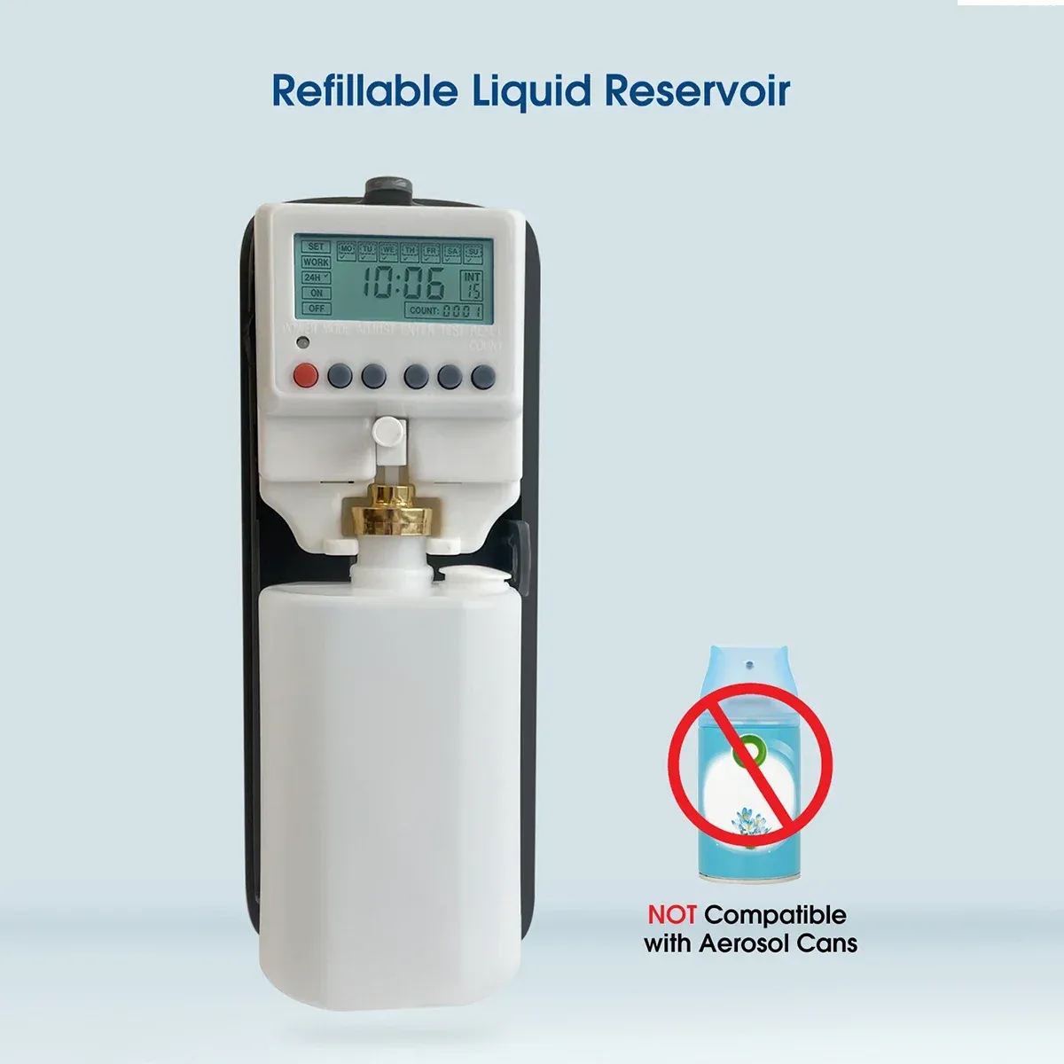 Distributeur automatique de désodorisant mural, vaporisateur de parfum d'ambiance à écran LCD programmable, 300 ml 3