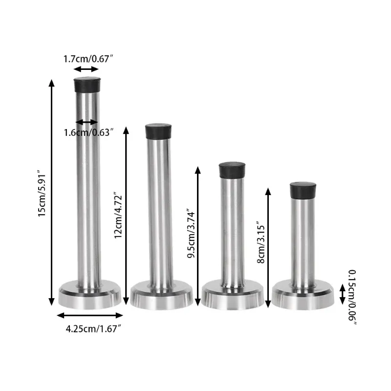 Butoir de porte en acier inoxydable, vue rapprochée
