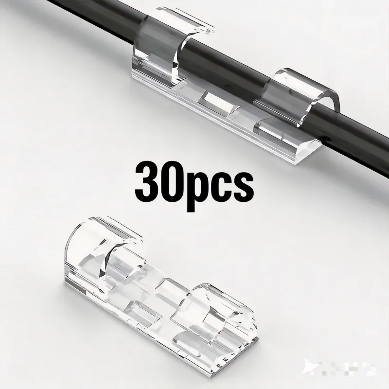 Attaches-câbles adhésives transparentes en plastique