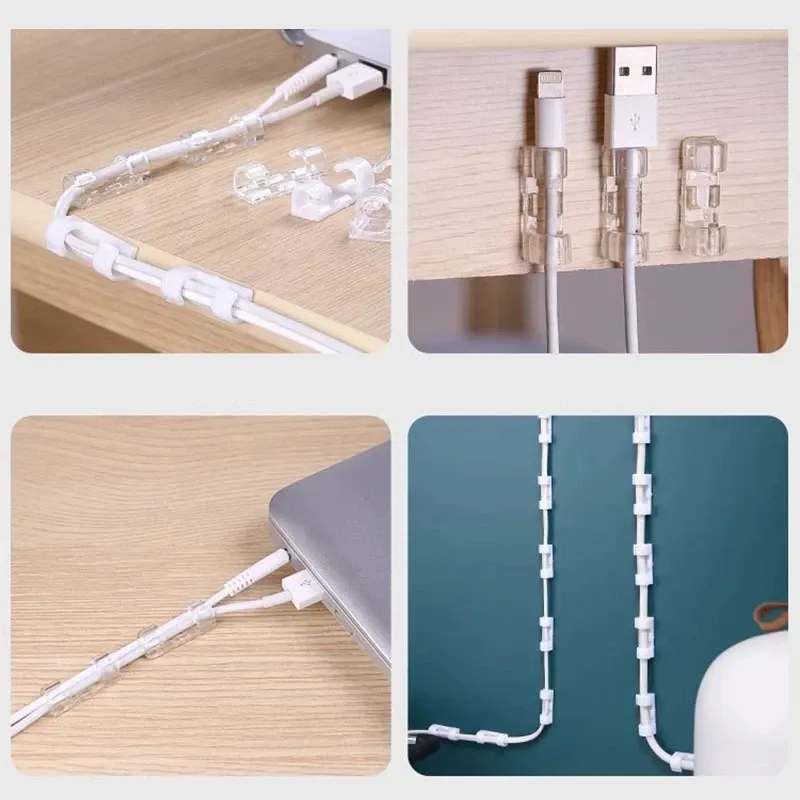 Attaches-câbles adhésives transparentes en plastique