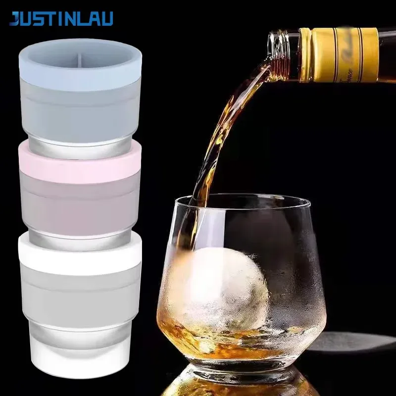 JUSTINLAU Moule à glaçons sphériques de qualité alimentaire, empilable, à fonte lente, pour glaçons DIY pour cocktails, whisky et boissons, accessoire de bar à domicile