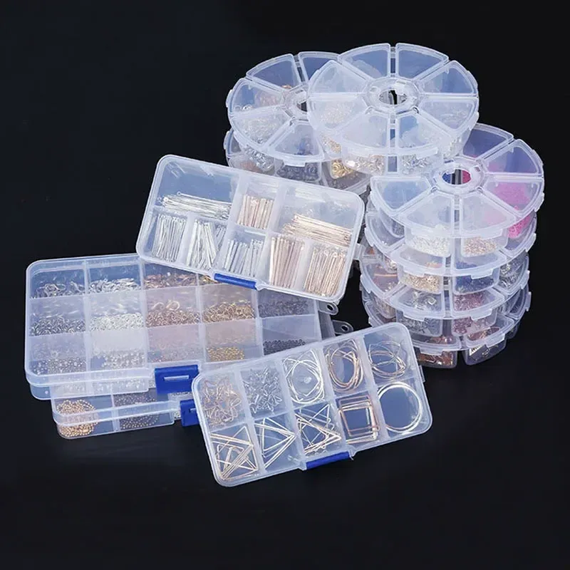 Boîte de rangement en plastique transparent, 8 compartiments réglables, organisateur pour perles, bagues et boucles d'oreilles 3