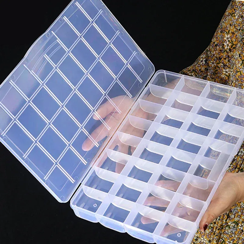 Boîte de rangement en plastique transparent, 8 compartiments réglables, organisateur pour perles, bagues et boucles d'oreilles 2