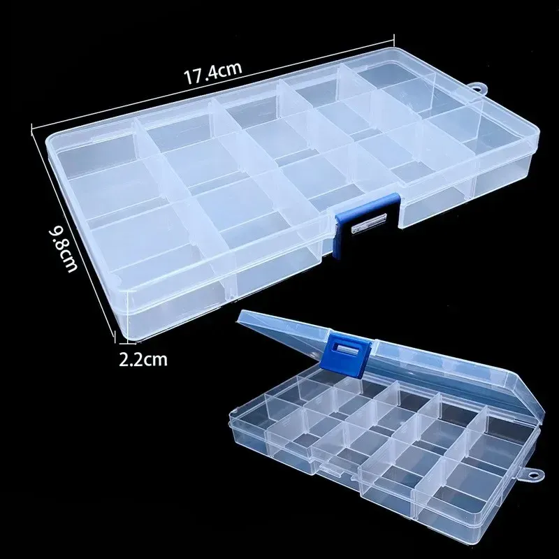 Boîte de rangement en plastique transparent, 8 compartiments réglables, organisateur pour perles, bagues et boucles d'oreilles 8