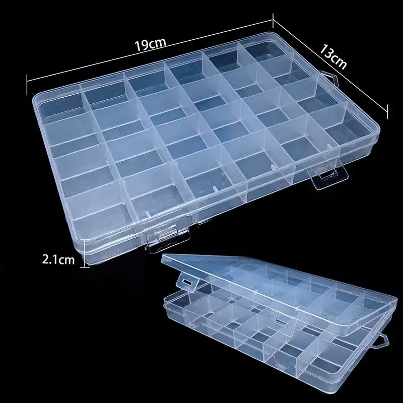 Boîte de rangement en plastique transparent, 8 compartiments réglables, organisateur pour perles, bagues et boucles d'oreilles 13