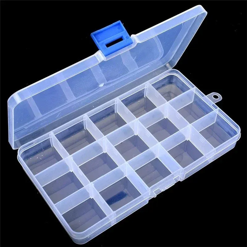 Boîte de rangement en plastique transparent, 8 compartiments réglables, organisateur pour perles, bagues et boucles d'oreilles 10