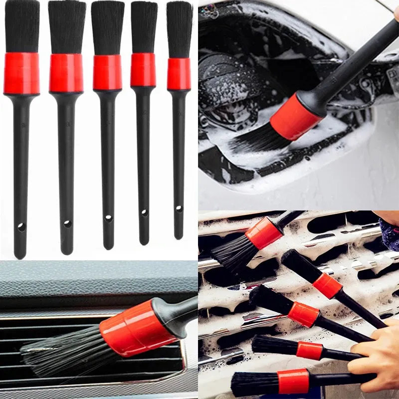 Kit de brosses de nettoyage automobile, 1 à 5 pièces : brosses de détail pour intérieur, jantes et surfaces en plastique 3