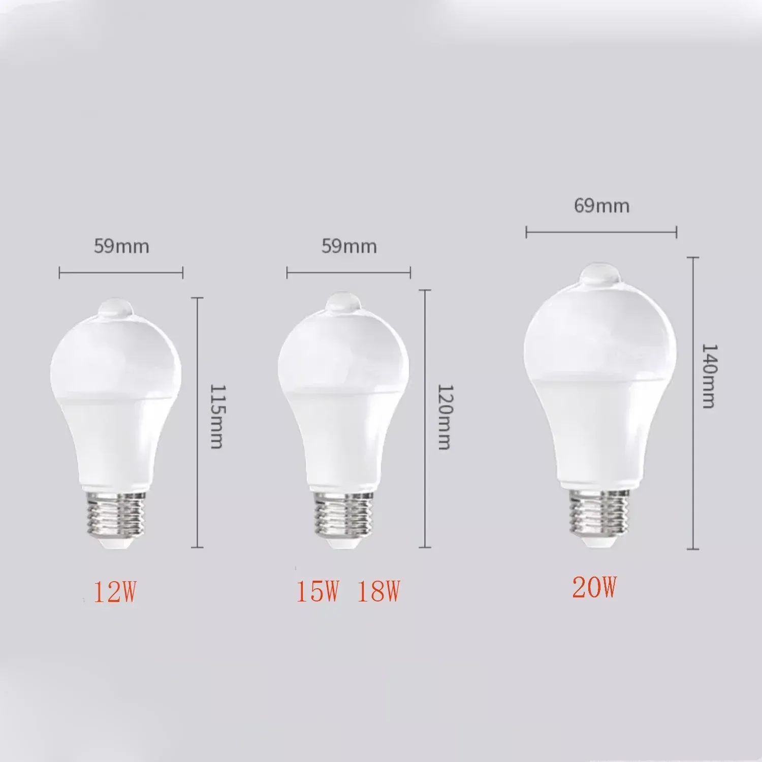 Ampoule LED à détecteur de mouvement PIR, 12 W / 18 W, 110 V / 220 V 4