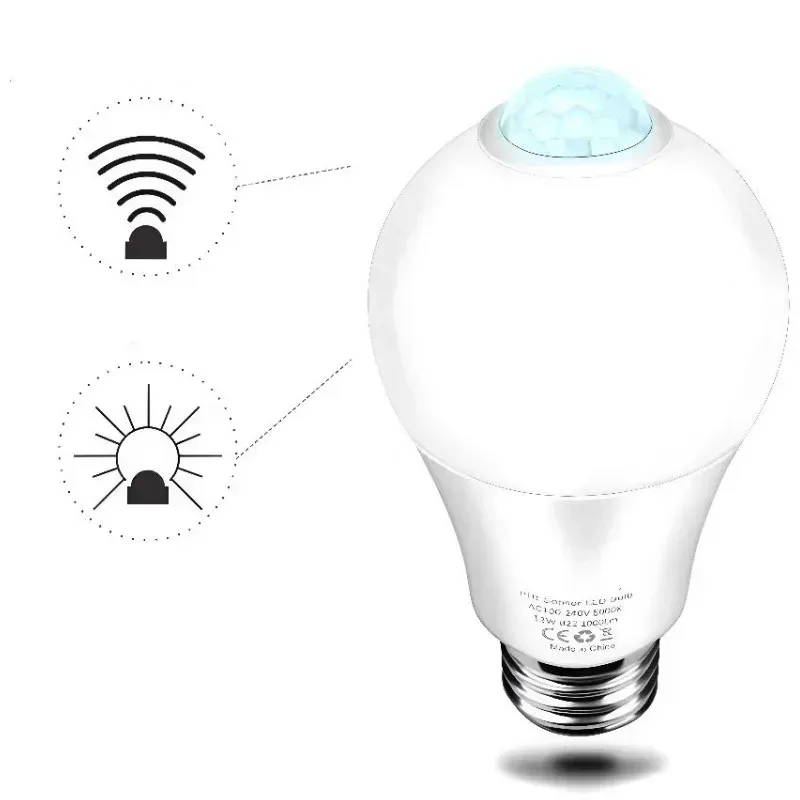Ampoule LED à détecteur de mouvement PIR, 12 W / 18 W, 110 V / 220 V 5