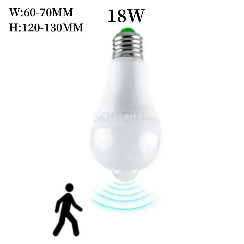 Ampoule LED à détecteur de mouvement PIR, 12 W / 18 W, 110 V / 220 V 10