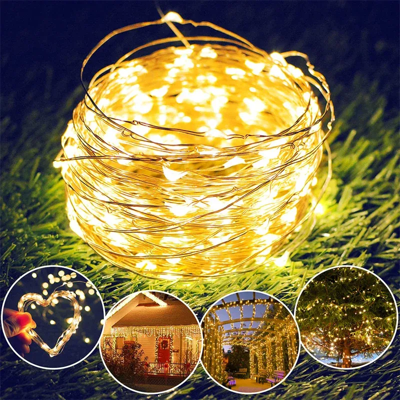 Guirlande lumineuse LED USB en fil de cuivre 200 LED, 1 à 20 m, décoration de Noël, mariage et fêtes 2