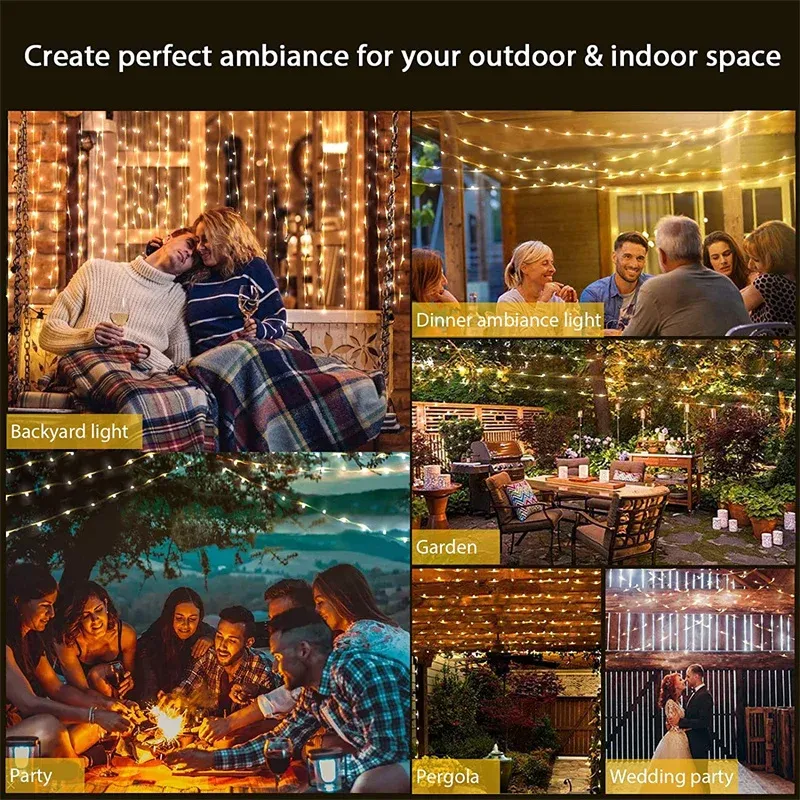 Guirlande lumineuse LED USB en fil de cuivre 200 LED, 1 à 20 m, décoration de Noël, mariage et fêtes 4