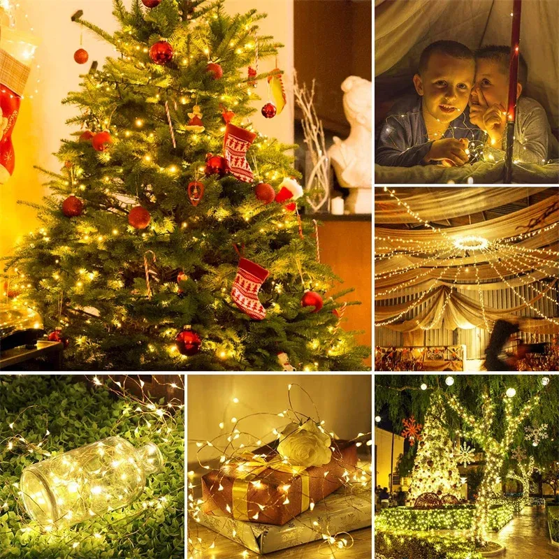 Guirlande lumineuse LED USB en fil de cuivre 200 LED, 1 à 20 m, décoration de Noël, mariage et fêtes 5