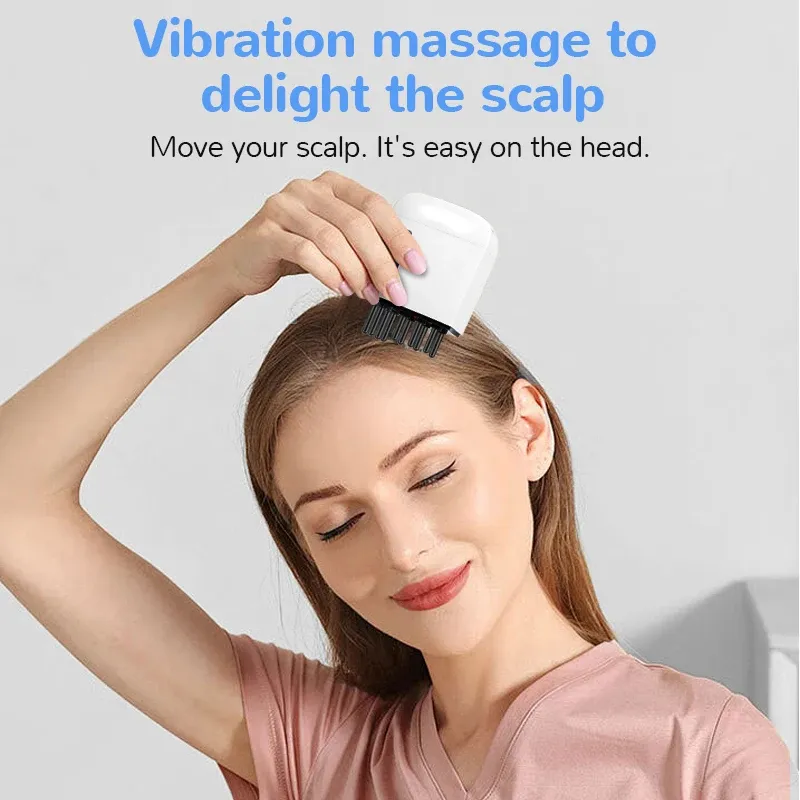 Masseur électrique pour cuir chevelu avec peigne vibrant à lumière rouge, compatible huiles essentielles, applicateur de liquide et outil de soin du cuir chevelu 2