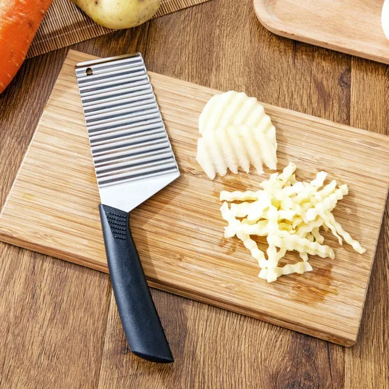 Coupe-frites ondulé en acier inoxydable pour pommes de terre, légumes et fruits 3