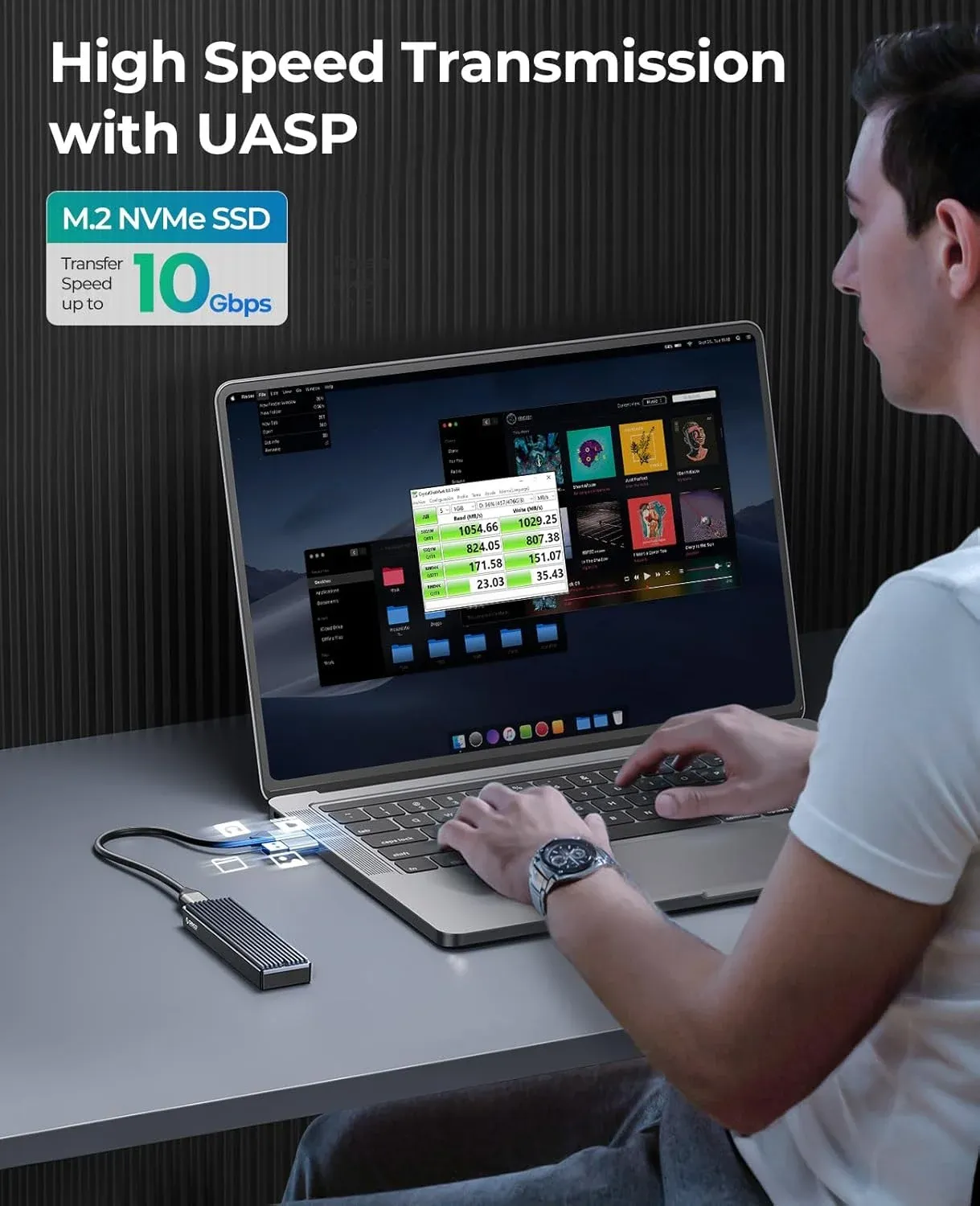 ORICO – Boîtier pour SSD M.2 NVMe USB Type-C Gen2, 10 Gbit/s, PCIe, 5 Gbit/s, SATA NGFF 2