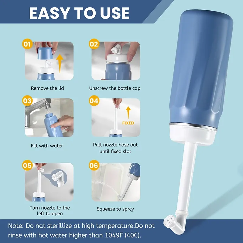 Bidet portable 400 ml et 570 ml, bidet de voyage à main, nettoyant intime, flacon pulvérisateur d'hygiène, douche, lavage, dispositif de rinçage pour bébé 5