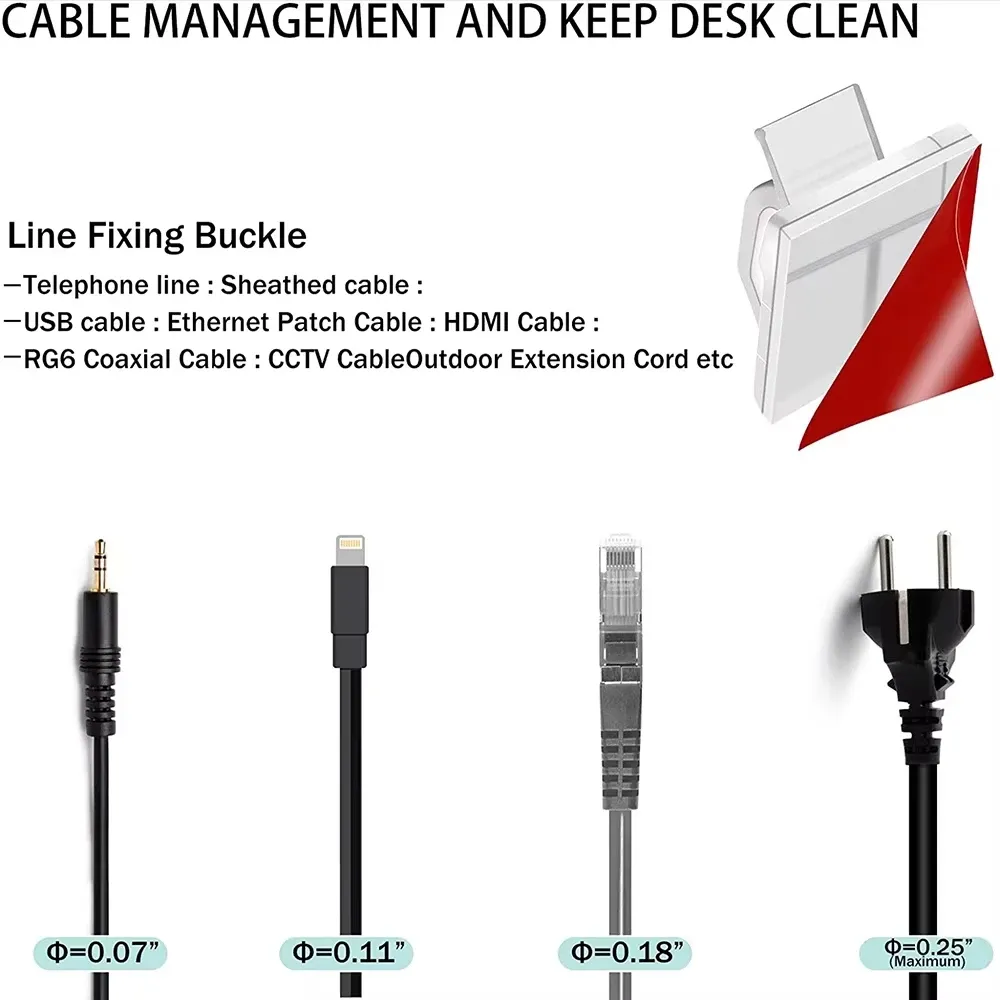Clips organisateurs de câbles autocollants pour bureau et maison, pour écouteurs, souris et câbles de chargeur USB 3