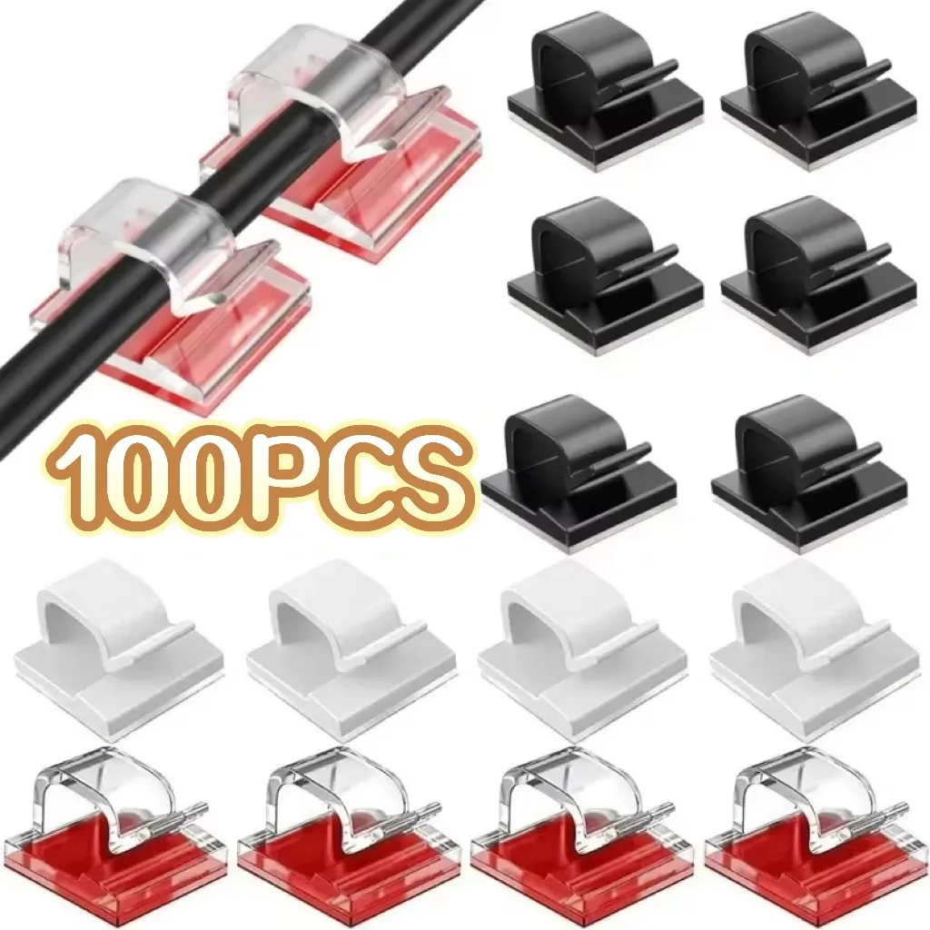 Clips organisateurs de câbles autocollants pour bureau et maison, pour écouteurs, souris et câbles de chargeur USB 1
