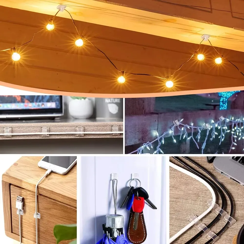 Clips organisateurs de câbles autocollants pour bureau et maison, pour écouteurs, souris et câbles de chargeur USB 6
