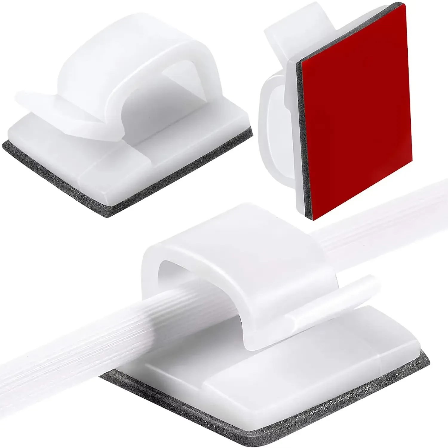 Clips organisateurs de câbles autocollants pour bureau et maison, pour écouteurs, souris et câbles de chargeur USB 7