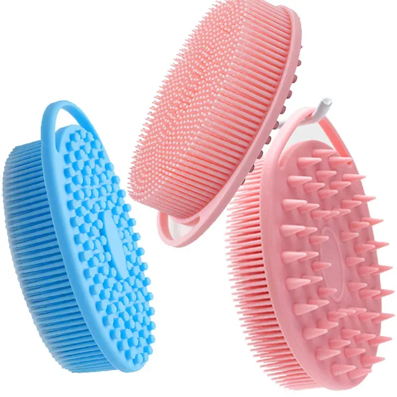 Gant de toilette en silicone double couche, doux, nettoyant et durable