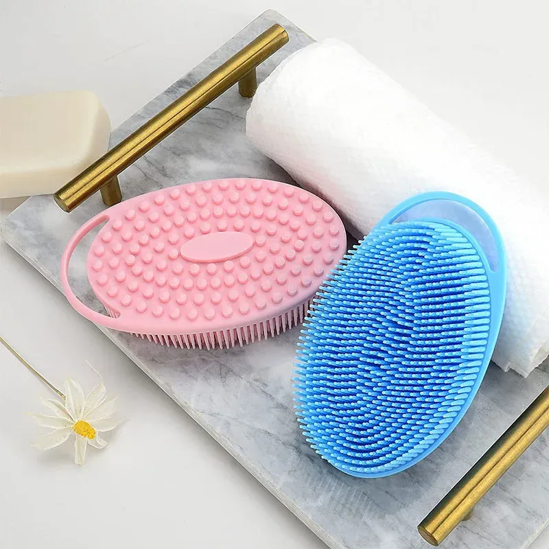 Gant de toilette en silicone double couche, doux, nettoyant et durable 2