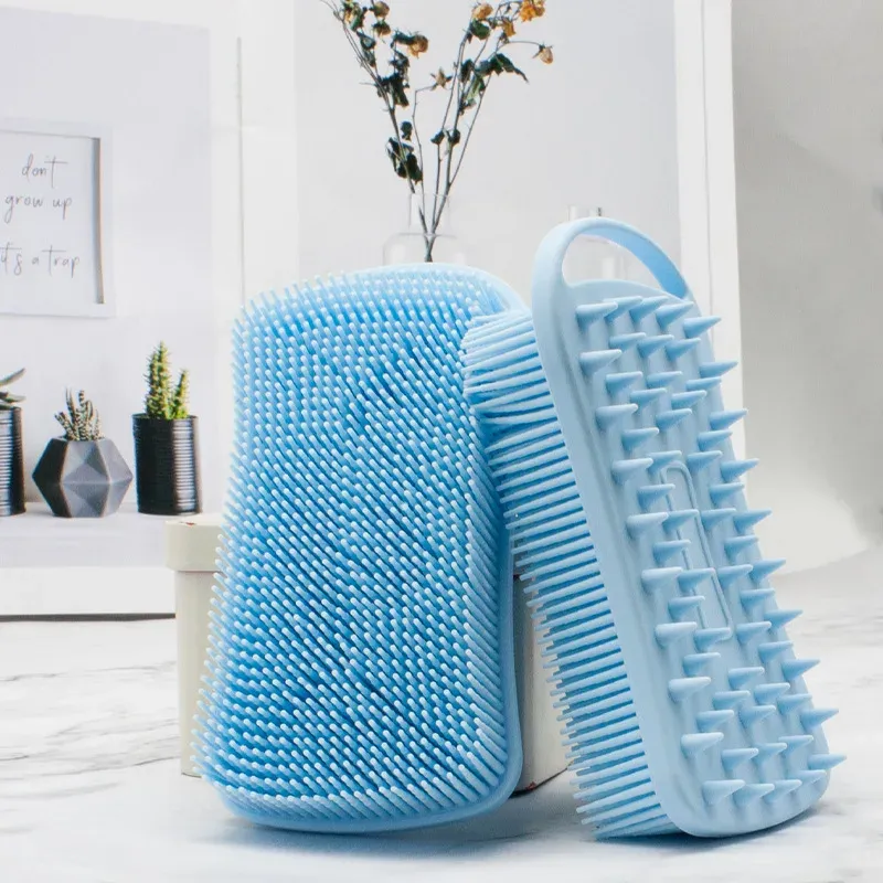 Gant de toilette en silicone double couche, doux, nettoyant et durable 4