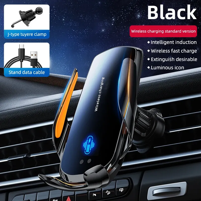 Support de téléphone sans fil pour voiture avec recharge sans fil, pour grille d'aération universelle, rotation à 360°, 1 pièce, version améliorée, bras rotatif, connecteur USB