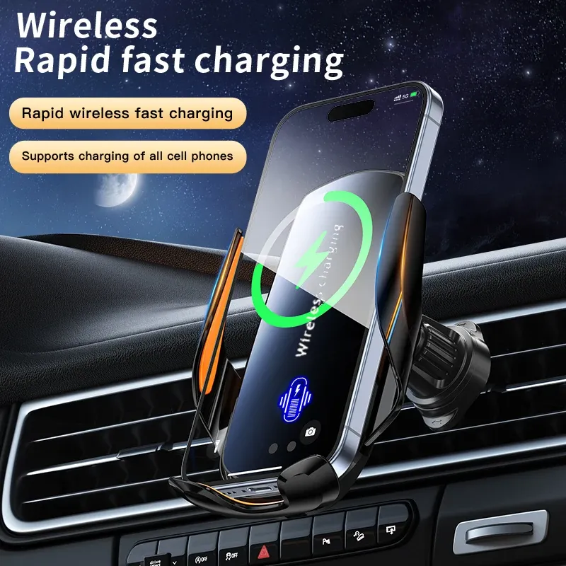Support de téléphone sans fil pour voiture avec recharge sans fil, pour grille d'aération universelle, rotation à 360°, 1 pièce, version améliorée, bras rotatif, connecteur USB 2