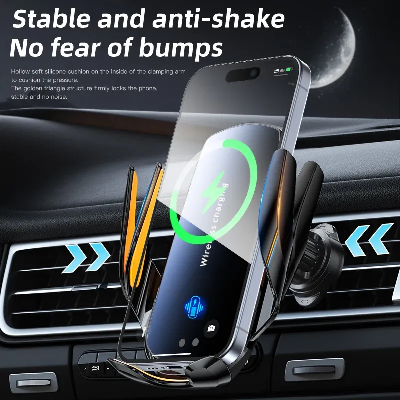 Support de téléphone sans fil pour voiture avec recharge sans fil, pour grille d'aération universelle, rotation à 360°, 1 pièce, version améliorée, bras rotatif, connecteur USB 3