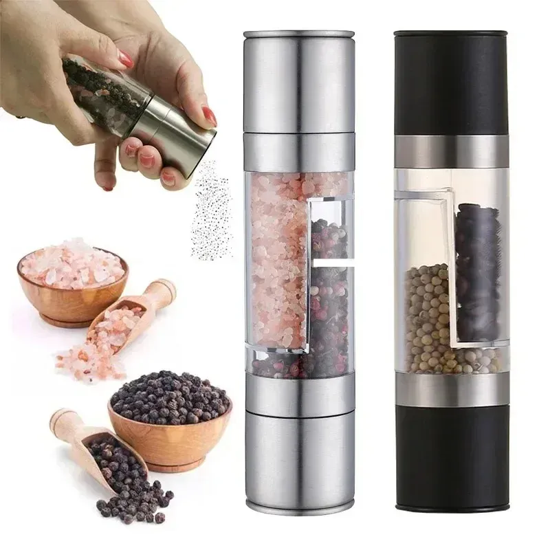 Moulin à sel et à poivre 2 en 1 en acier inoxydable avec mécanisme en céramique réglable 3