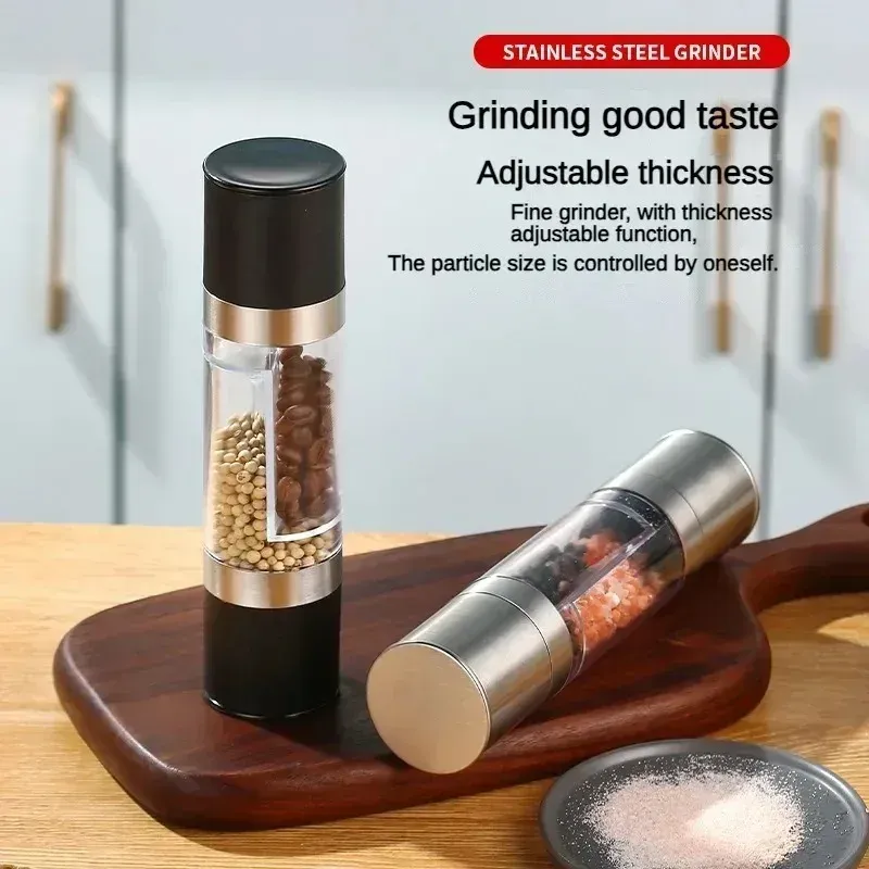 Moulin à sel et à poivre 2 en 1 en acier inoxydable avec mécanisme en céramique réglable 6