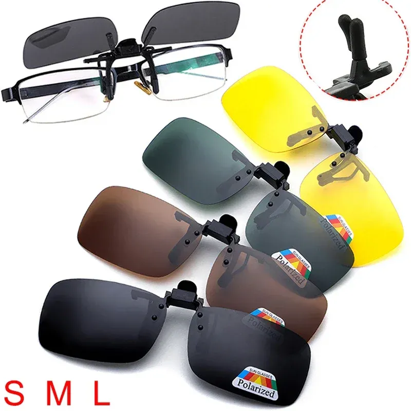 Lunettes de soleil polarisées unisexes à verres gris avec clip rabattable, protection UV 380, pour la conduite et la pêche - Image 1