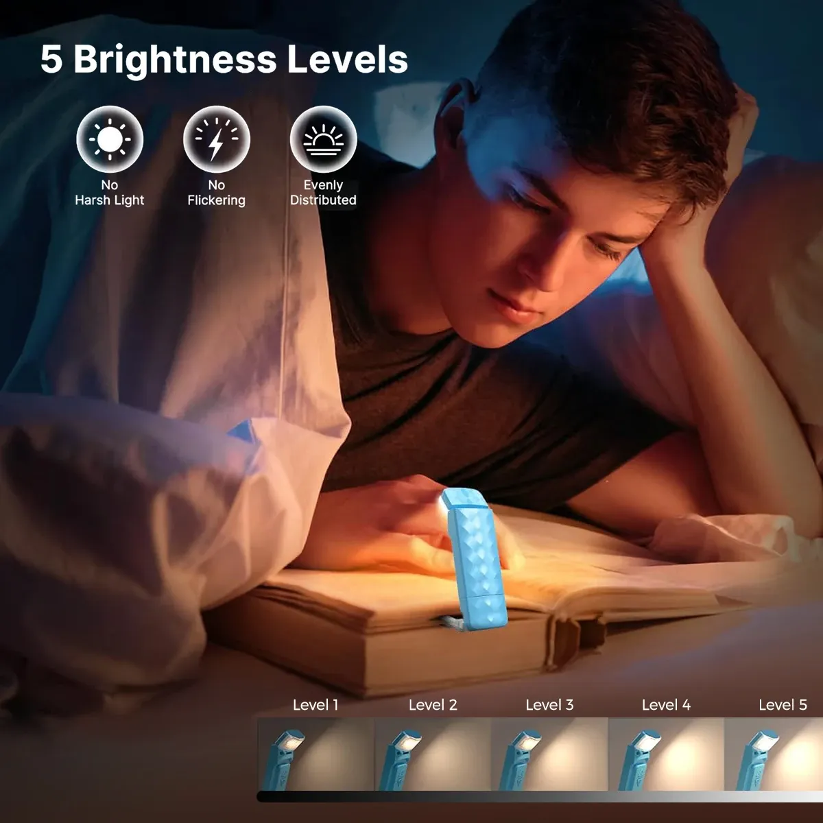 Réglage des cinq niveaux de luminosité de la lampe de lecture