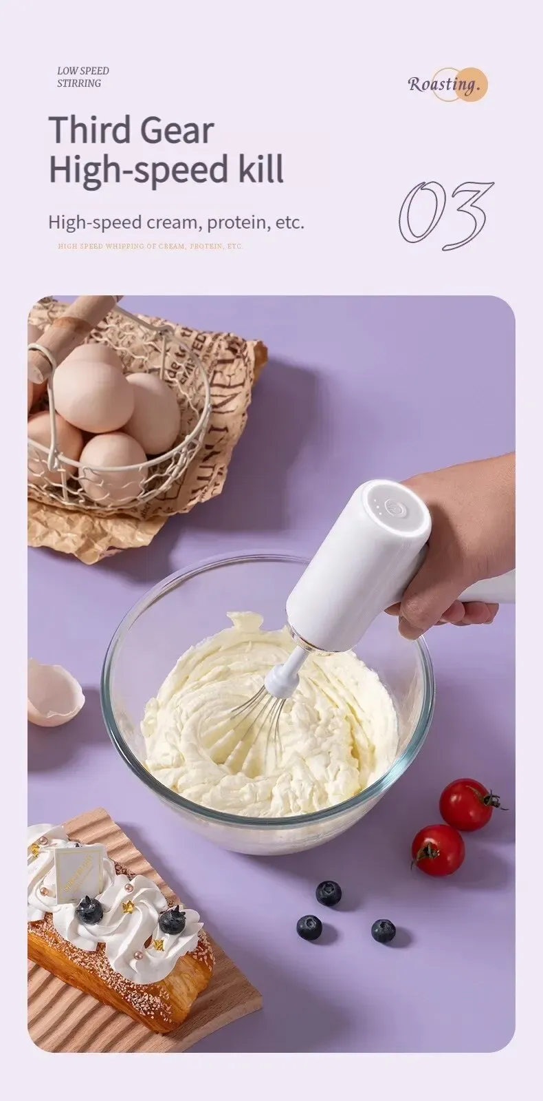 Préparation de mousse avec le batteur