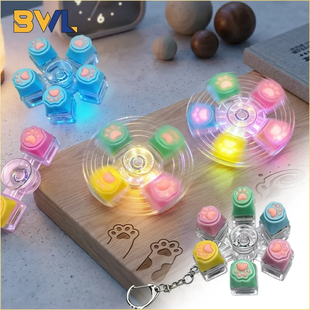 Porte-clés Patte de Chat pour Clavier Mécanique, Fidget Spinner Anti-Stress