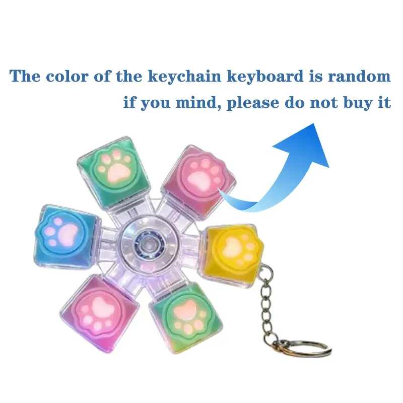 Porte-clés Patte de Chat pour Clavier Mécanique, Fidget Spinner Anti-Stress 6