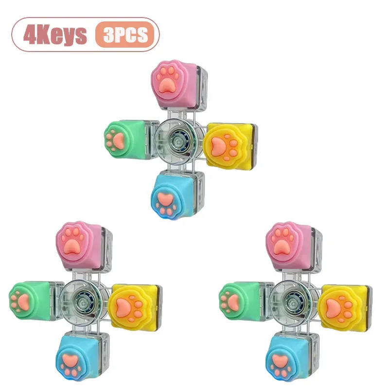 Porte-clés Patte de Chat pour Clavier Mécanique, Fidget Spinner Anti-Stress 12