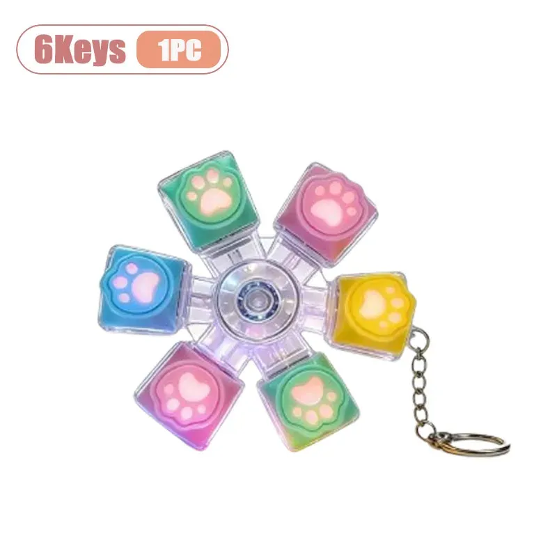 Porte-clés Patte de Chat pour Clavier Mécanique, Fidget Spinner Anti-Stress 8
